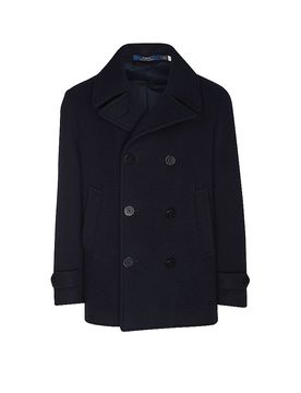 Abrigo de lana azul oscuro XXL