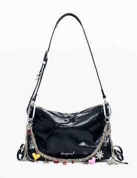 BOLSO EFECTO PIEL, Mujer, Poliuretano, Negro, U