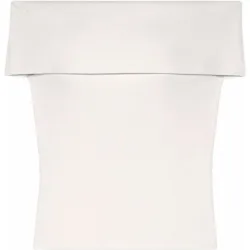 Top de mujer de punto canalé y cuello Bardot