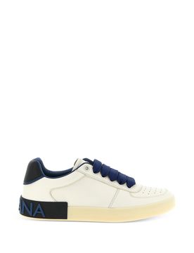Contrasting Calfskin Sneaker with Mini Logo Heel Tab and Flat Laces