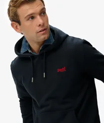 Superdry Herren Baumwolle Gesticktes Logo Essential Kapuzenpullover, Marineblau - Größe: XXL