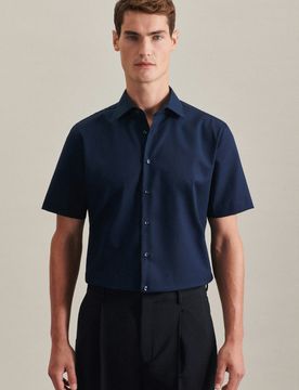 Shaped Business Hemd Uni Blau 44