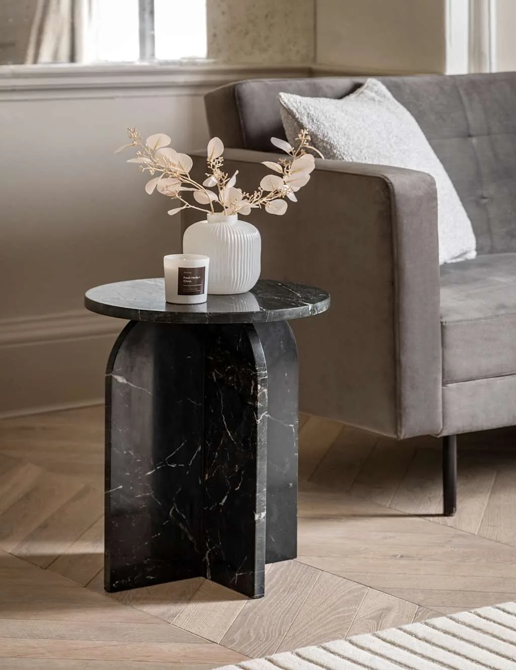 Amalfi Round Side Table Black - Gallery Direct - FashionsVida