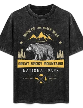 Great Smoky Mountains National Park Shirt Bear Vintage Gift Ideas T-Shirt Running Gym Short Sleeve Sports Tee - Aliexpress - FashionsVida