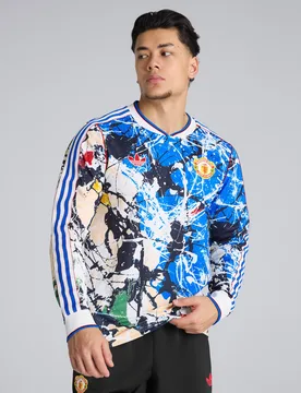 Manchester United x Stone Roses Long Sleeve Jersey Blue L - Adidas - FashionsVida