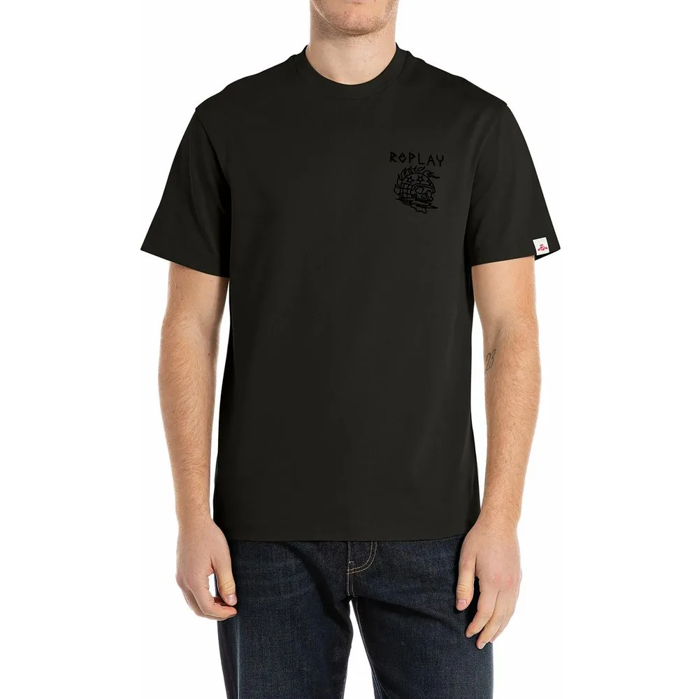Camiseta de hombre de manga corta con bordado frontal - Replay - FashionsVida