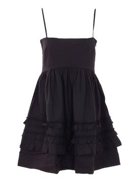 Ganni Vestito mini con volant nero