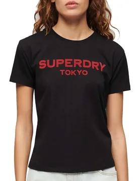 Maglietta A Maniche Corte Sport Luxe Graphic Fitted Black / Red XS - Superdry - FashionsVida