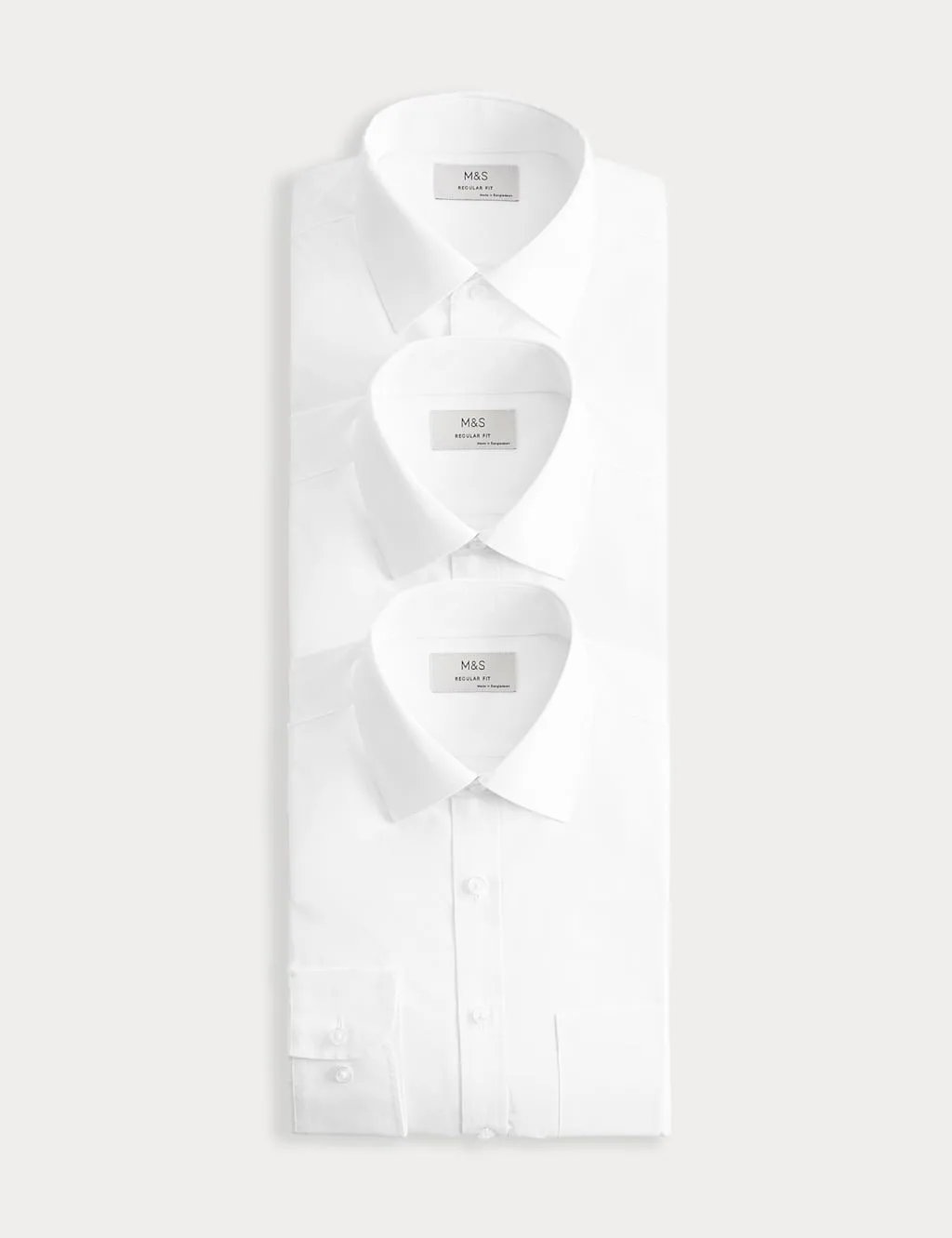 Pack Regular Fit Easy Iron Long Sleeve Shirts White male - M&S - FashionsVida