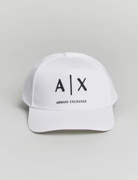 Berretto Exchange bianco in cotone con ricamo logo frontale - Armani - FashionsVida