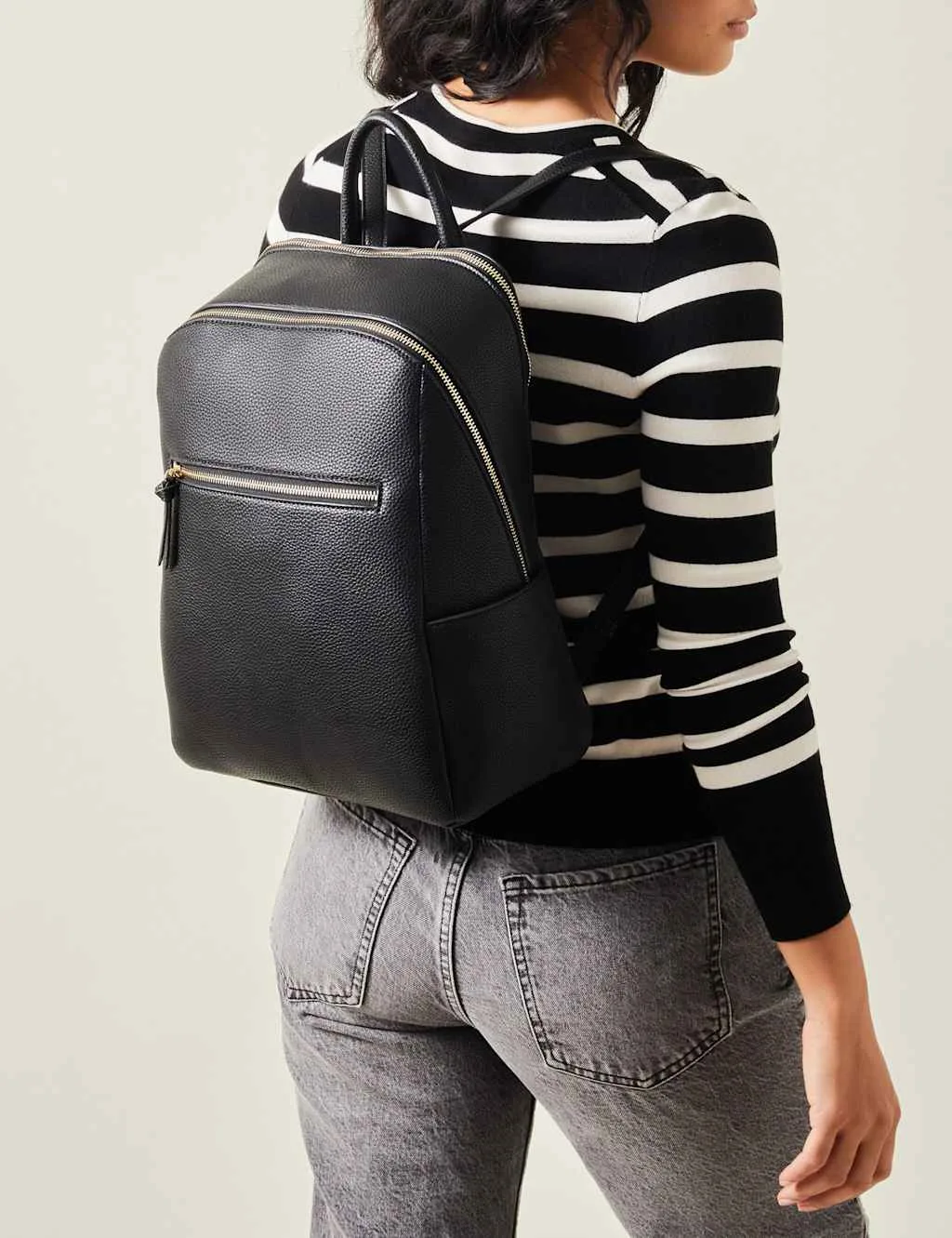 Faux Leather Zip Around Backpack Black female - Accessorize - FashionsVida