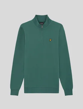 Men's Cotton Loopback 1/4 Zip Sweatshirt in Green - Lyle & Scott - FashionsVida