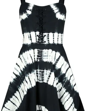 Gothic Kleid knielang - Isley Dress Ladies - XS - für Damen - Größe XS - schwarz/weiß - Frauen - female - Chemical Black - FashionsVida