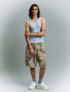 Bermuda Boxy Fit Imprimée S Sable - Bershka - FashionsVida