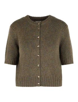 Khaite cardigan verde in cashmere