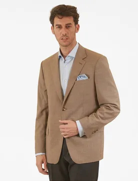 Americana de hombre regular principe de gales en marrón - Wickett Jones - FashionsVida