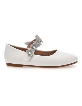 Ballerine bianche con cinturino gioiello 392609S 30