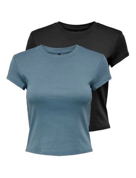 ONLY Camiseta azul cian / negro