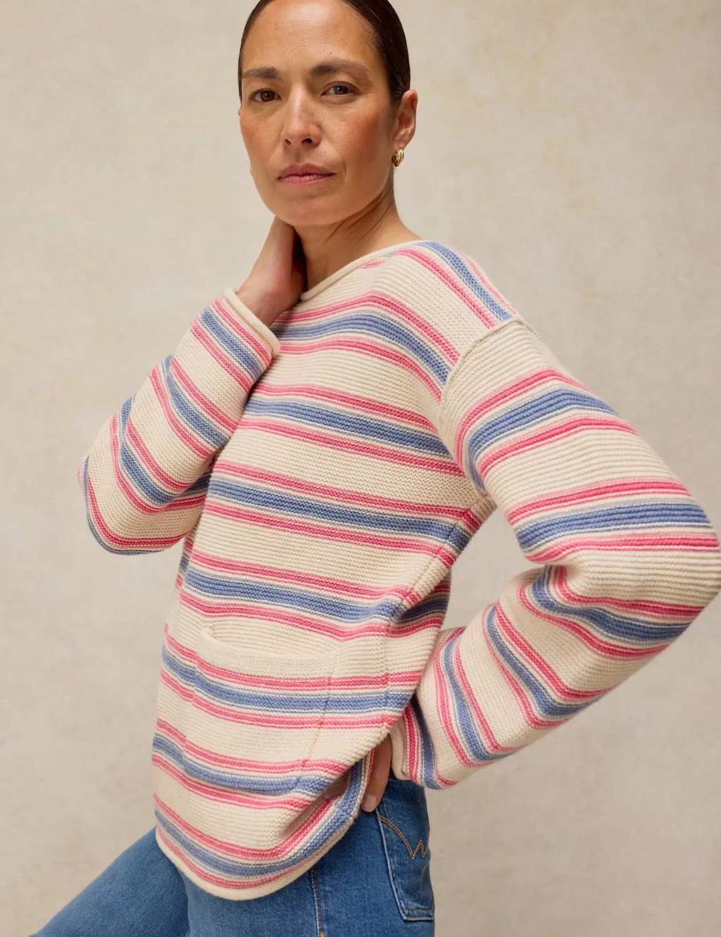 Pure Cotton Striped Jumper White Mix female - White stuff - FashionsVida
