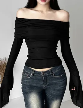 Off Shoulder T Shirts For Women Streetwear Long Sleeve Y2k Top Sexy Camisetas Slim Fit Feminist Clothes Backless Ropa De Mujer - Aliexpress - FashionsVida
