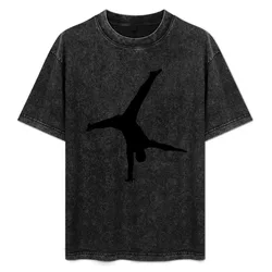 One Arm Handstand Black T-Shirt Soft Stretch Short Sleeve Top