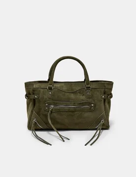Citytasche mit Reißverschluss-Details Khaki OS - Stradivarius - FashionsVida