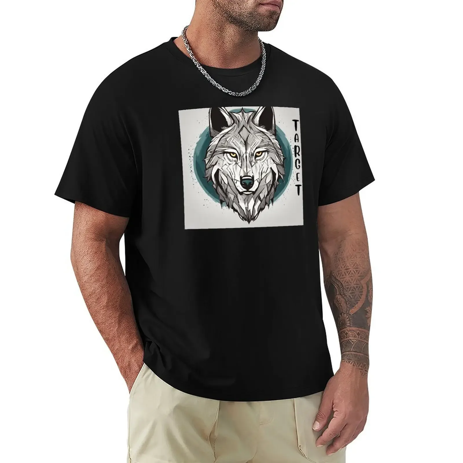 A black wolf Target T-Shirt Plus Size Simple Casual Top - Aliexpress - FashionsVida