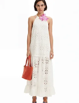 Robe longue broderies Stella Jean WHITE S female - Desigual - FashionsVida