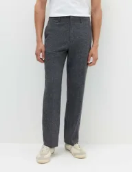 Relaxed Fit Textured Stretch Trousers Navy Mix male