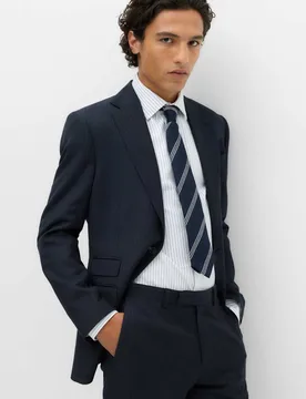 Regular Fit Pure Wool Striped Suit Jacket Navy male - M&S SARTORIAL - FashionsVida