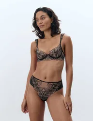 Amarosa Embroidered High Waisted Briefs Black female