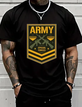Army Special Forces-Vintage Military Design with Crossed Rifles&Stars-100% cotton O-neck short sleeve printed men's T-shirt - Aliexpress - FashionsVida