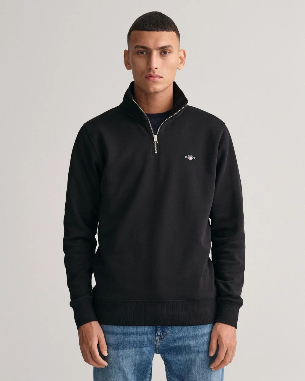 Mens Regular Fit Shield Logo Half Zip Sweatshirt - Black - Size 2xl - Gant - FashionsVida