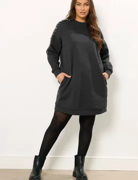 Women's Sweatshirt Dress in Grey Size: 26-28 - Grey - Size: 26-28 - Yours - FashionsVida