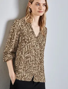 Bedruckte Bluse female Beige
