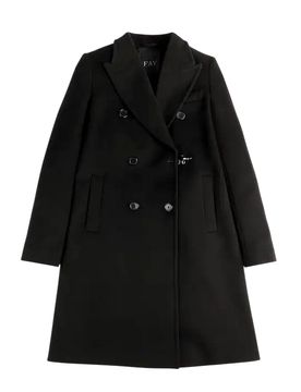 Cappotti donna - cappotto doppio petto + gancio - nero