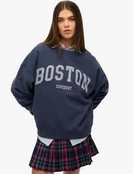 Superdry Damen Athletic Essentials OverGrößed-sweatshirt Marineblau - Größe: 44
