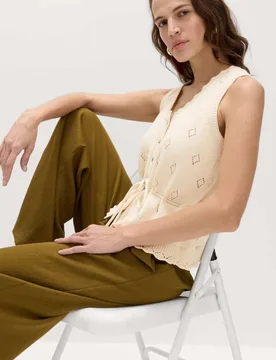 Pure Cotton Textured Cropped Knitted Vest Vanilla female - M&S - FashionsVida