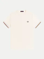 T-Shirt mit Kontrast-Bündchen Beige S
