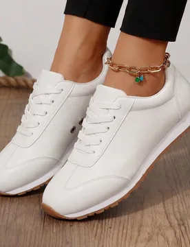 Zapatillas de mujer de punta redonda versátiles, clásicas y casuales con cordones, cómodas y transpirables - Shein - FashionsVida