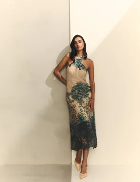 Vestido con cuello halter con espalda descubierta - Hannibal Laguna Collection - FashionsVida