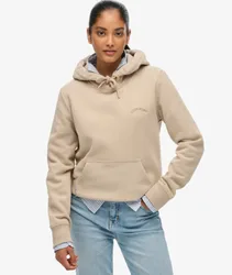 Superdry Damen Baumwolle Logostickerei Essential Kapuzenpullover, Grau - Größe: 38