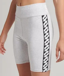 Superdry Damen Radlerhose mit Elastischem Logo Grau - Größe: 36