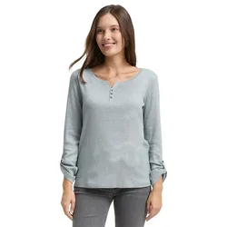 T-shirt à Manches Longues Henley Green Offwhite Small Stripe XS