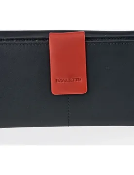 Monedero billetero mujer grande en piel color y rojo - Daviletto - FashionsVida
