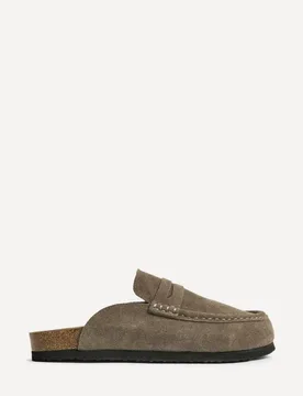 Women's Poet Mocha Real Suede Leather Mule Loafers in Brown Size: 5-Standard Fit - Brown - Size: 5-Standard Fit - Linzi - FashionsVida