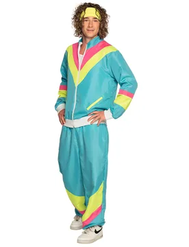 Retro Jogginganzug Herren Neon Effekt 90er Jahre blau - male - BOLAND BV - FashionsVida