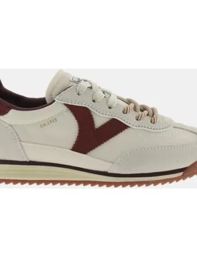 Zapatillas deportivas de mujer de nylon con piezas de serraje y doble cordón - Victoria - FashionsVida