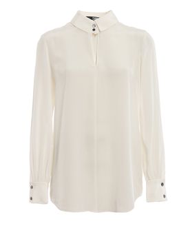Camicia in seta bianca con apertura a goccia
