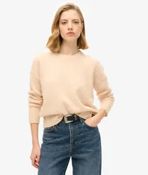 Superdry Damen Essential Pullover mit Rundhalsausschnitt Crème - Größe: 42